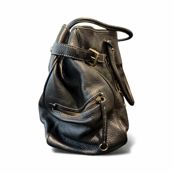 J. Crew Collection Brown Leather Shoulder Bag with Gold/Brass Accents - Picture 2 of 8